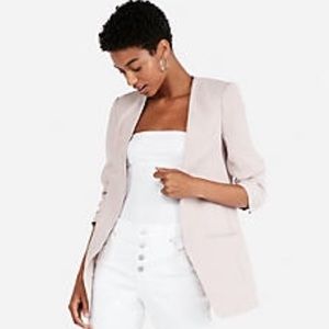 Express Light Pink Ruched Boyfriend Blazer Medium